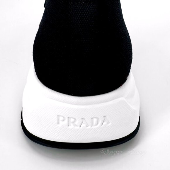 SOLD! NEW PRADA Men's Knit 2 Blue Black Textile Low Top Logo Sneakers UK 10.5 - Picture 7 of 10